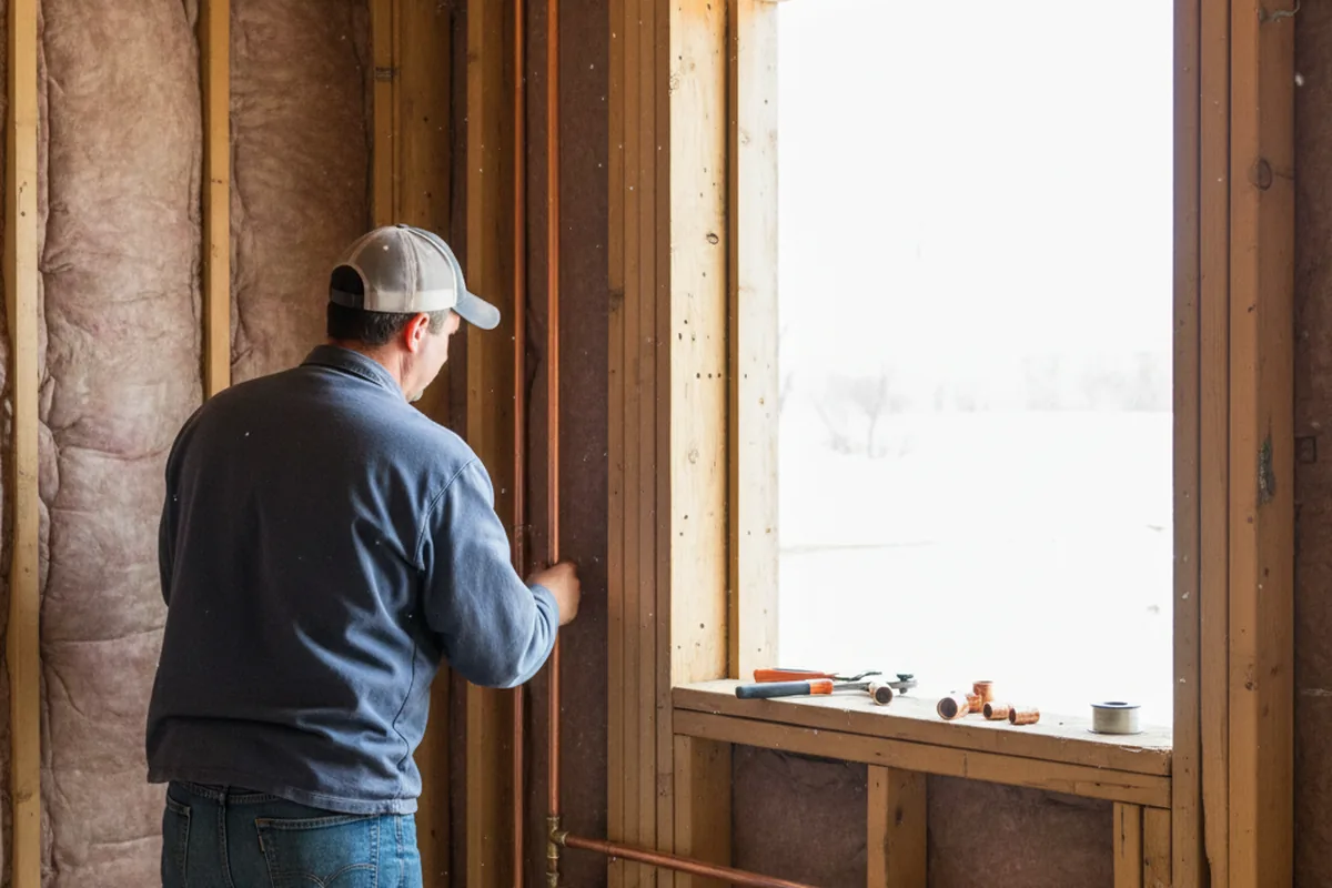 Licensed plumber running new copper supply lines in a Sinking Spring home